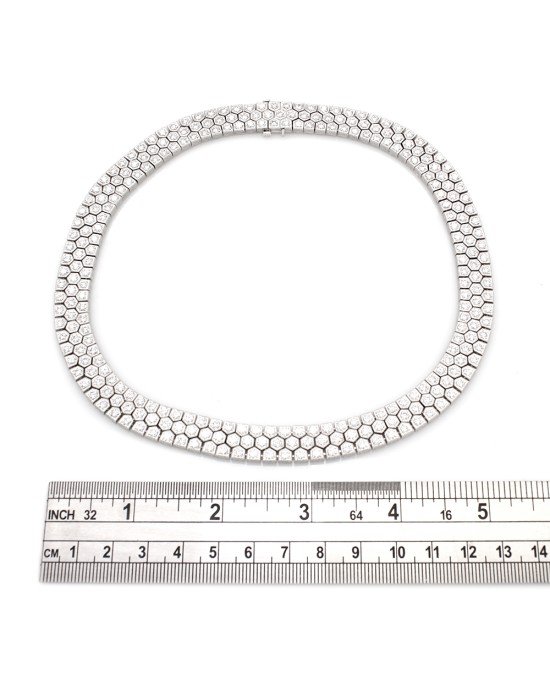 Platinum Diamond Honeycomb Collar Necklace